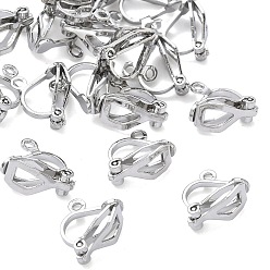 Real Platinum Plated SHEGRACE Brass Clip-on Earring Findings, Cadmium Free & Nickel Free & Lead Free, with Loop, Real Platinum Plated, 11.5x10x6mm, Hole: 1.5mm