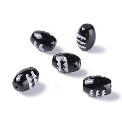 Five Blessings Pattern Тибетского стиля бусы дзи, природных бисера агат, окрашенная и подогревом, овальные, образец пяти благословений, 13.5x10 мм, отверстие : 1.2 мм