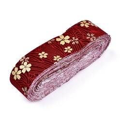 Темно-Красный Японское кимоно с цветочной хлопковой лентой, одного печататься, для бант для волос своими руками, головной убор, отделка ручной работы, темно-красный, 1-1/8 дюйм (30 мм), о 10yards / рулон (9.14 м / рулон)