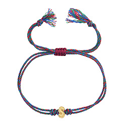 Letter S 304 Регулируемые браслеты из нержавеющей стали с бусинами в виде букв алфавита, Разноцветные двухслойные браслеты из хлопкового шнура для женщин и мужчин, Письмо с, 11.02 дюйм (28 см)