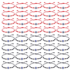 (52) Непрозрачная лаванда 40шт. 2 цвета регулируемые акриловые браслеты из бусин, Браслеты из плетеного волоконного шнура для мужчин и женщин, злые глаза, разноцветные, внутренний диаметр: 3-1/2 дюйм (8.9 см), 20 шт / цвет