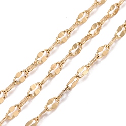 Золотой Вакуумное покрытие pvd 304 цепи из нержавеющей стали, цепные цепи, пайки, с катушкой, золотые, 3x1.5x0.2 мм