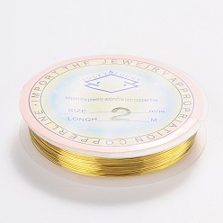 Gold Round Copper Jewelry Wire, Nickel Free, Gold, 32 Gauge, 0.2mm, about 114.82 Feet(35m)/roll