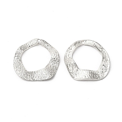 Нержавеющая Сталь Цвет Не тускнеющие 304 подвески из нержавеющей стали, волнистые кольца прелести, цвет нержавеющей стали, 17.5x18x2 мм, отверстие : 1~1.2 мм