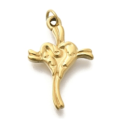 Настоящее золото 14K Ионное покрытие (ip) 304 подвески из нержавеющей стали, с целью перехода в кольце, крест с подвеской в виде сердца, реальный 14 k позолоченный, 20.5x14x3 мм, отверстие : 3 мм