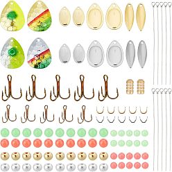 Mixed Color Fishing Accessories, Including Iron Fishing Gear, Fishing Lures, PE Fishing Luminous Beads, Claws Hooks and Eye Pins, Mixed Color, 6x6x1.5mm, Hole: 1mm