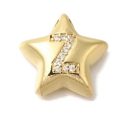 Letter Z Стойка металлическая латунная микропрофилированная кубическая циркония подвески, долговечный, без кадмия и без свинца, буквы, реальный 18 k позолоченный, Письмо Z, 15.5x16.5x5.5 мм, отверстие : 3 мм