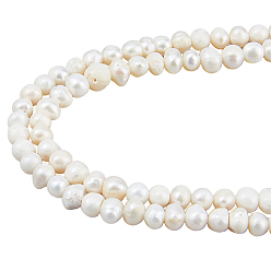 Marfil 2 hilos hilos de perlas de agua dulce cultivadas naturales, patata, blanco cremoso, 3.5~5x3~5 mm, agujero: 0.6 mm, sobre 85 unidades / cadena, 13.39 pulgada (34 cm)
