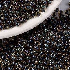 (RR349) Dark Blue Lined Topaz Luster MIYUKI Round Rocailles Beads, Japanese Seed Beads, (RR349) Dark Blue Lined Topaz Luster, 8/0, 3mm, Hole: 1mm, about 422~455pcs/bottle, 10g/bottle