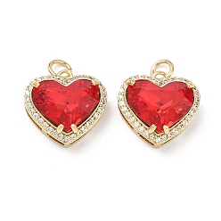 Сердце Латунные микро проложить кубического циркония подвески, со стеклом, без кадмия и без свинца, долговечный, стойки покрытие, реальный 18 k позолоченный, сердце, 15x15.5x7.5 мм, Перейти кольцо: 5x0.8 мм, внутренний диаметр: 3 мм