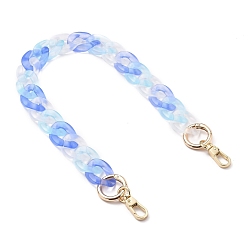 Sky Blue Bag Handles, with Transparent Acrylic Curb Chains, Golden Alloy Swivel Clasps and Spring Gate Rings, for Bag Straps Replacement Accessories, Sky Blue, 17.13 inch(43.5cm)