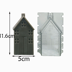 Clear Transparent Plastic Candle Molds, for Candle Making Tools, House Shape, Clear, 5.6x5x11.6cm