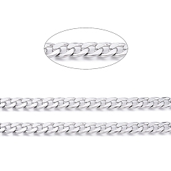 Нержавеющая Сталь Цвет Устойчивые к потускнению 304 кубинские звенья из нержавеющей стали, толстые цепи, несварные, с катушкой, цвет нержавеющей стали, ссылка: 10x7x1.8 mm, около 32.8 футов (10 м) / рулон