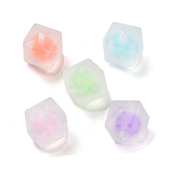 Mixed Color Transparent Acrylic Beads, Bead in Beads, Frosted, Mixed Color, 15x15x15.5mm, Hole: 2mm, about 219pcs/500g