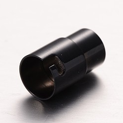 Gunmetal 304 Stainless Steel Locking Tube Magnetic Clasps, Column, Gunmetal, 18x8mm, Hole: 6mm