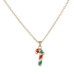 Candy Cane Рождественские ожерелья с подвесками из эмалевого сплава для женщин, золотые, красочный, шоколадная конфета, 17.72 дюйм (45 см), Кулон : 21x9 мм