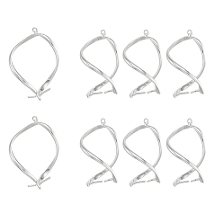 Серебро Латуни льда поручительств выбор щепотка, твист, серебряные, 31~33x11 мм, отверстие : 1.5 мм