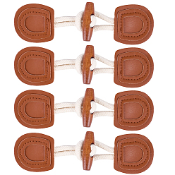 Седло Коричневый 4 пара пряжек из дерева и искусственной кожи, для сумки свитер куртка пальто, аксессуары для шитья своими руками, седло коричневый, 150x42x12 мм