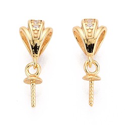 Золотой 925 серьги-гвоздики из стерлингового серебра с микропаве из кубических цирконий, золотые, 14.5x5.5x4.5 мм, отверстие : 4.5x2.5 мм, штифты : 0.7 мм