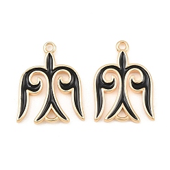 Noir Breloques connecteur en laiton émaillé, liens d'hirondelle, réel 18 k plaqué or, noir, 23x17x2mm, Trou: 1.7mm