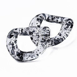 Black Transparent Acrylic Linking Rings, Quick Link Connectors, for Curb Chains Making, Twist Oval, Black, 40x33x10mm, Inner Diameter: 19x23mm