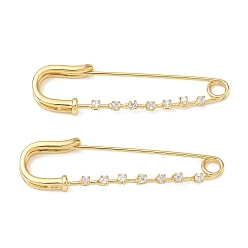 Real 18K Gold Plated Brass Micro Pave Clear Cubic Zirconia Kit Pins, Cadmium Free & Lead Free, Rack Plating, Long-Lasting Plated, Real 18K Gold Plated, 49.5x13.5x4.5mm