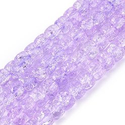 Лиловый Хрустящие прозрачные стеклянные бусины нити, баррель, сирень, 8~8.5x5.5~6.5 мм, отверстие : 1.2~1.4 мм, около 61~64 шт / нитка, 14.96~15.75 дюйм (38~40 см)