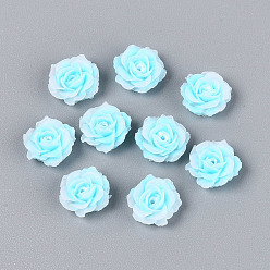 Голубой Непрозрачная смола декодирует кабошоны, цветок, голубой, 9~10x4~5 мм