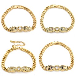 (52) Непрозрачная лаванда Латунь микро проложить кубические циркониевые браслеты, со стеклом, реальный 18 k позолоченный, леопард, разноцветные, 6-7/8~7-3/8 дюйм (17.6~18.6 см)