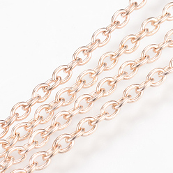 Rose Gold Iron Cable Chains, for DIY Jewelry Making, with Spool, Unwelded, Oval, Rose Gold, 3x2x0.5mm, about 328.08 Feet(100m)/roll
