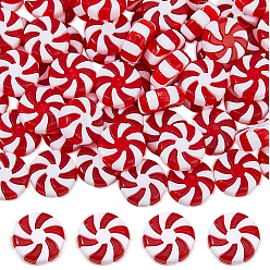 Красный 100шт. пластиковые бусины на рождественскую тематику, конфеты, красные, 15x6 мм, отверстие : 1.6 мм