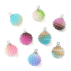 (52) Непрозрачная лаванда Имитация жемчуга акриловыми подвесками, круглые подвески, с латунными чашечками, жемчужными застежками, подвесками-булавками., разноцветные, 15.5x12.5 мм, отверстие : 1.6 мм