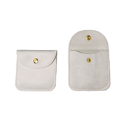 White Velvet Jewelry Storage Bags with Snap Button, for Earrings, Rings, Necklaces, Square, White, 6.5x6.5cm