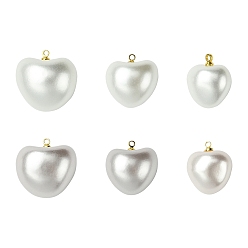 Белый 6 шт. 6 стили жемчужные подвески в виде ракушек, подвески-сердечки с латунной фурнитурой, реальный 18 k позолоченный, без свинца и без кадмия, стойки покрытие, долговечный, белые, 15~19.5x17~20x11~16.5 мм, отверстие : 1 мм, 1 шт / стиль