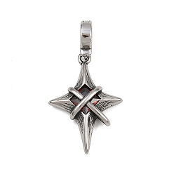 Красный Звезда 316 подвеска из хирургической нержавеющей стали с кубическим цирконием, античное серебро, красные, 36 мм