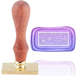 Другие Набор сургучной печати, печать сургучом твердой латунной головки, деревянная ручка ретро латунный штамп комплект съемный, для конвертов приглашений, подарочная карта, прямоугольные, штамповка, 9x4.5x2.3 см