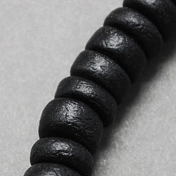 Schwarz Kokosperlen Stränge, natürlich, Flachrund, Schwarz, 10x2~5 mm, Bohrung: 1 mm, ca. 95 Stk. / Strang, 15.5 Zoll