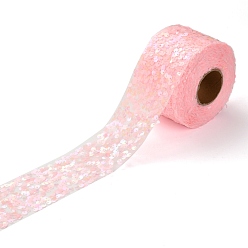 Pink Ленты из полиэстера с эластичными пайетками, с блестящей пайеткой, розовые, 2-3/8 дюйм (60 мм), 10 ярдов (9.14 м) / рулон