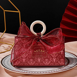 Красный Коробки для упаковки подарков из бумаги и конфет в европейском стиле с лентой и деревянной ручкой, складные ящики для хранения на свадьбу, красные, 7x12.7x7.4 см