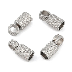 Нержавеющая Сталь Цвет Устойчивы к потускнению 304 наконечники шнура из нержавеющей стали, колонка, цвет нержавеющей стали, 7x3 мм, отверстие : 2 мм, внутренний диаметр: 2 мм