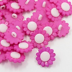 Фуксин Акриловые пуговицы с хвостовиком, 1-луночное, окрашенные, подсолнечник, фуксиново-красные, 15x3 мм, отверстие : 3 мм