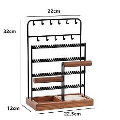 Черный Железная стойка для ювелирных изделий, подставка для ювелирных изделий, для подвешивания колье серьги браслета, с дерева базы, чёрные, 12x22.5x32 см