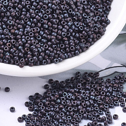 (RR2016) Matte Metallic Dark Plum Iris MIYUKI Round Rocailles Beads, Japanese Seed Beads, 11/0, (RR2016) Matte Metallic Dark Plum Iris, 2x1.3mm, Hole: 0.8mm, about 5500pcs/50g
