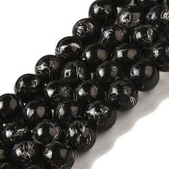 Coal Quartz Synthetic Silver Line Coal Quartz Beads Strands, Round, 8mm, Hole: 1.2mm, about 51pcs/strand, 15.83''(40.2cm)