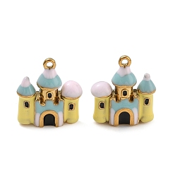 Лимонный шифон 316 подвески из нержавеющей стали и эмали, прелести замка, ионное покрытие (ip), реальный 18 k позолоченный, лимонный шифон, 17x15x6 мм, отверстие : 1.2 мм