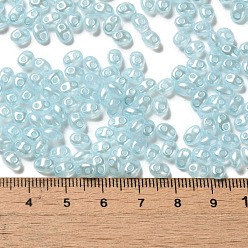 Light Blue Opaque ABS Beads, Double Hole, Oval, Light Blue, 6x4.5x3.3mm, Hole: 1.2mm, about 14516pcs/500g