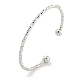 Нержавеющая Сталь Цвет Не тускнеющие текстурированные 304 браслеты-манжеты из нержавеющей стали, браслеты с крутящим моментом для женщин, цвет нержавеющей стали, внутренний диаметр: 1-7/8x2-5/8 дюйм (4.9x6.6 см)