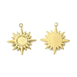 Настоящее золото 14K 304 Настройки кабошон из нержавеющей стали кулон, солнце, реальный 14 k позолоченный, лоток : 4 мм, 15.5x13.5x1.5 мм, отверстие : 1 мм