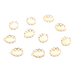 Золотой 304 подвески из нержавеющей стали с кабошоном, кружева края ободок чашки, овальные, золотые, 12x9x2 мм лоток: 9 мм x 8 мм