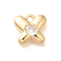 Настоящее золото 18K Латунные микро проложить кубического циркония прелести, без кадмия, без никеля и без свинца, бабочка, реальный 18 k позолоченный, 9x10x2.5 мм, отверстие : 1.5 мм
